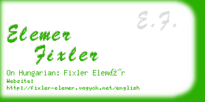elemer fixler business card